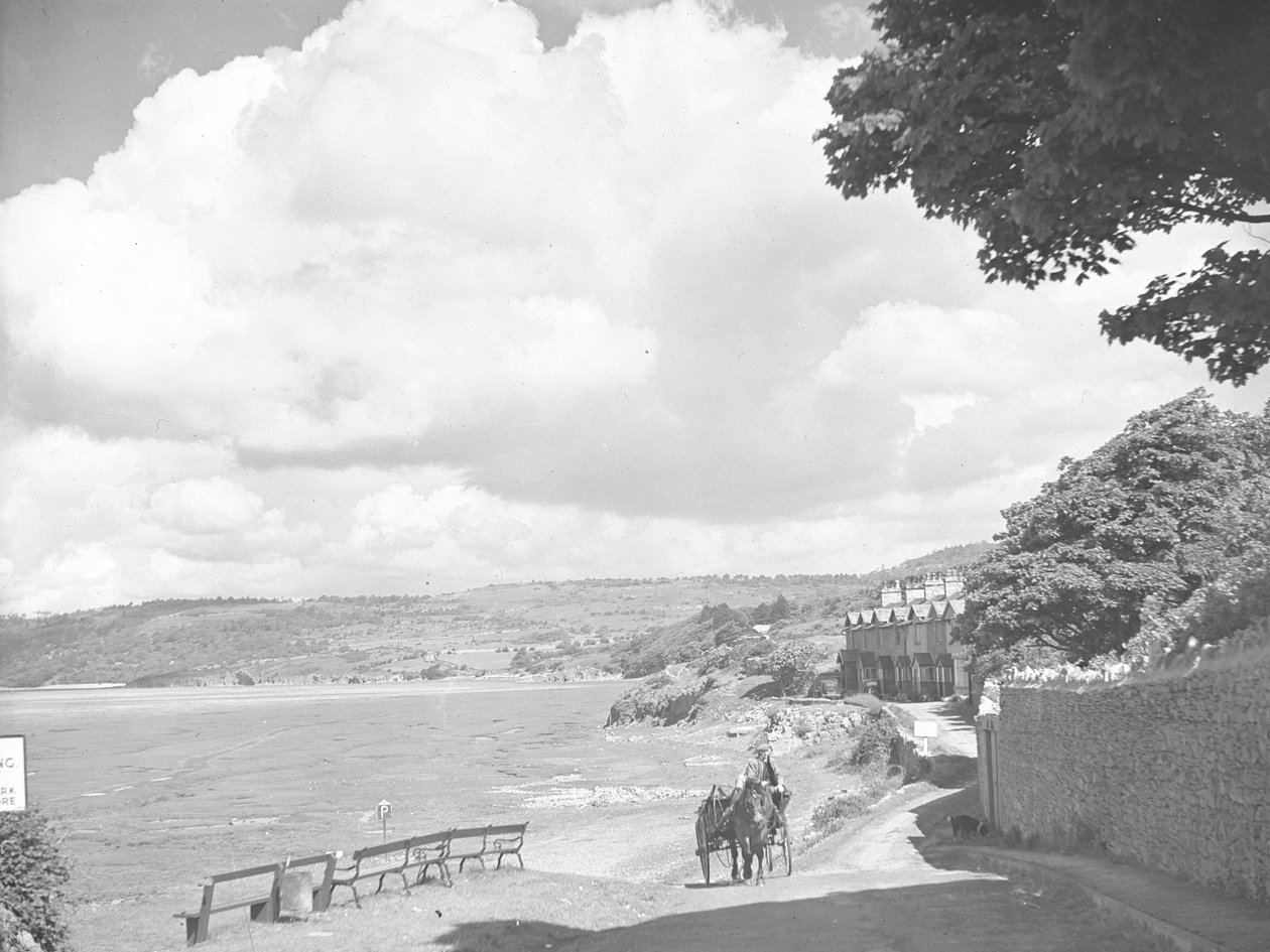 Horse and Cart on Road Next to Kent Estuary by Joseph Hardman
