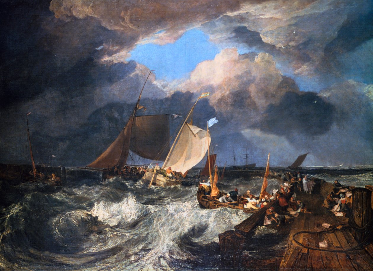 Calais Pier with French Poissards Preparing for Sea: an English