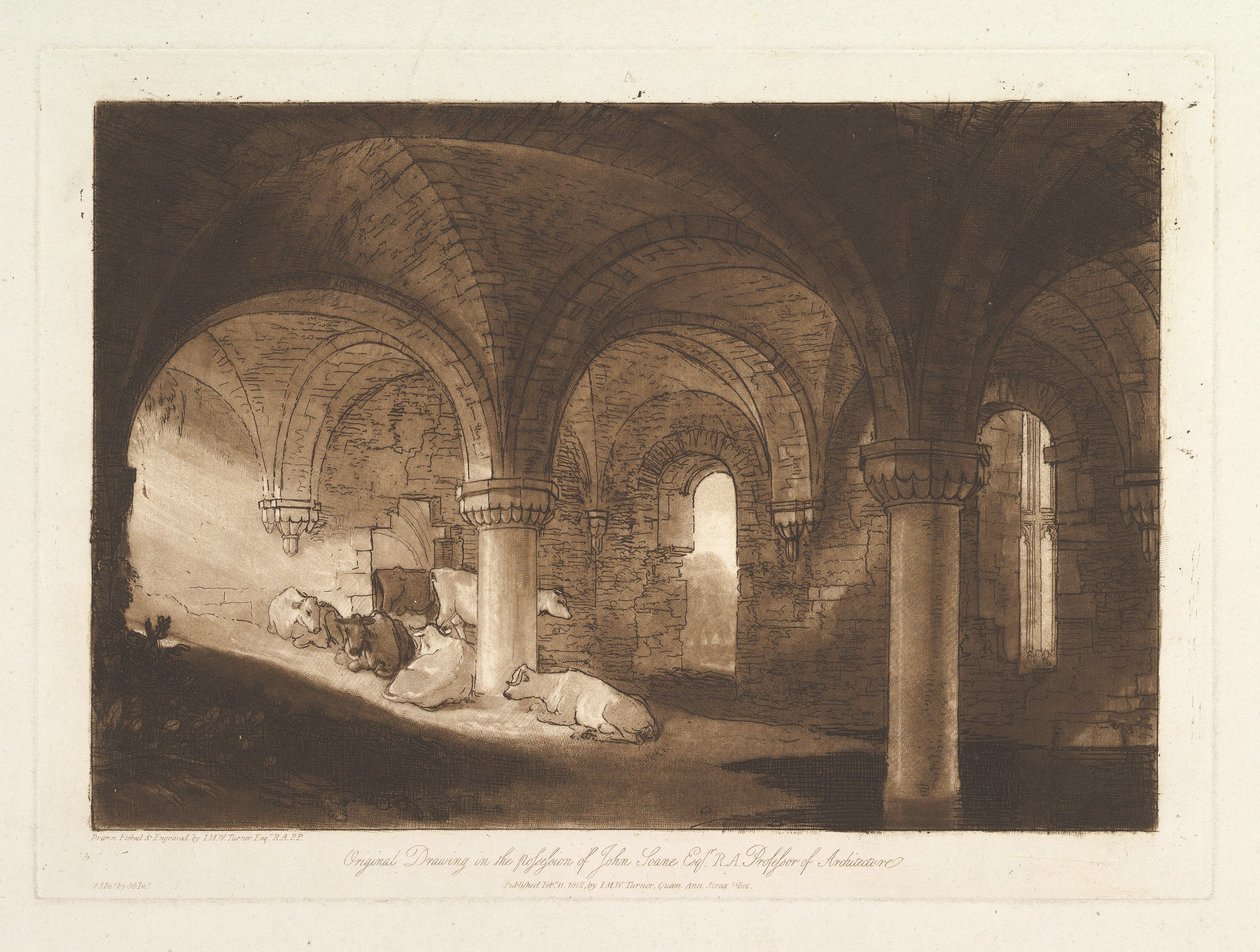 Crypt of Kirkstall Abbey, Part VIII, Plate 39 from "Liber Studiorum" by Joseph Mallord William Turner