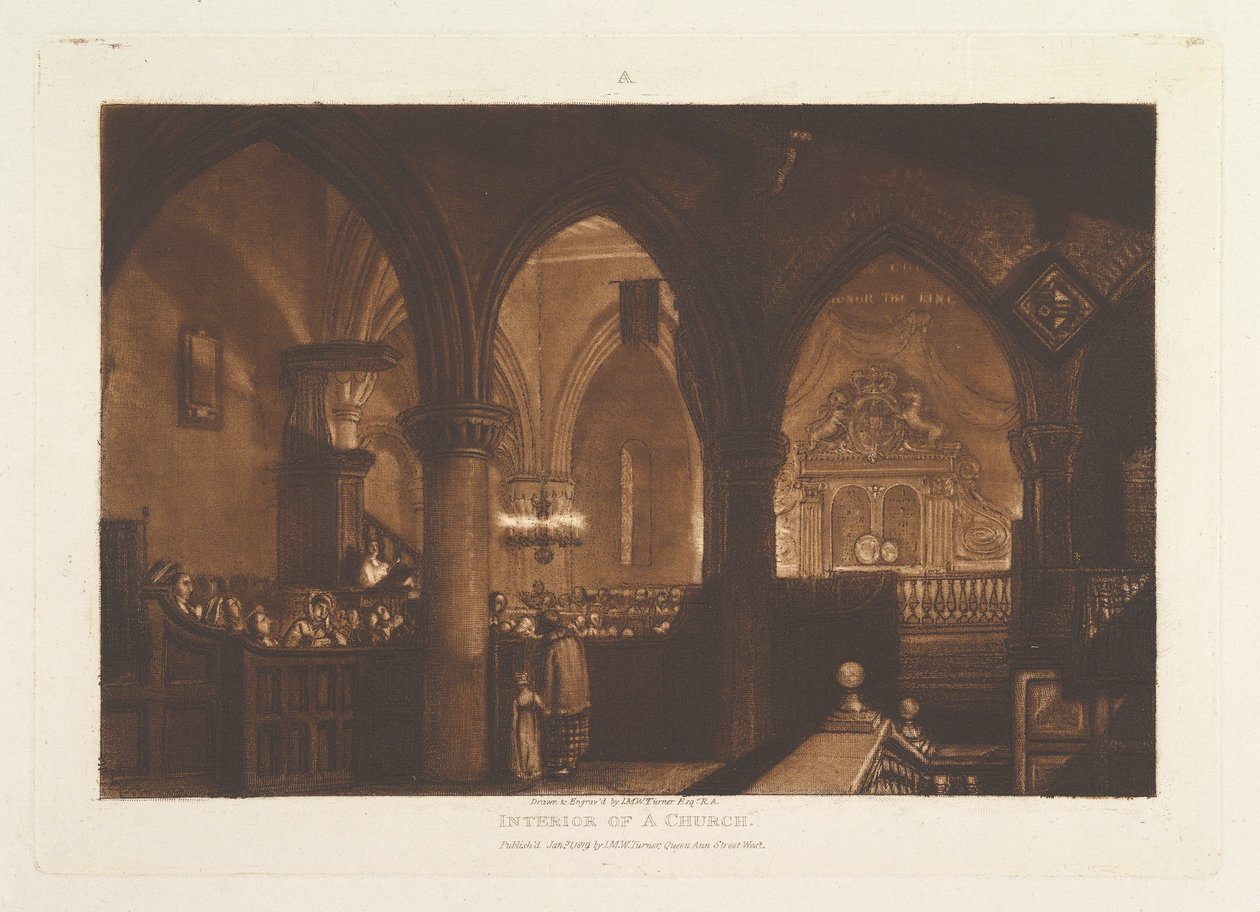 Interior of a Church, Liber Studiorum, Part XIV, Plate 70 by Joseph Mallord William Turner