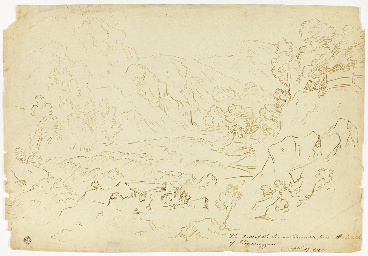 The Fall of the River Tumble (recto); View of Fastraly (verso) by Joseph Mallord William Turner