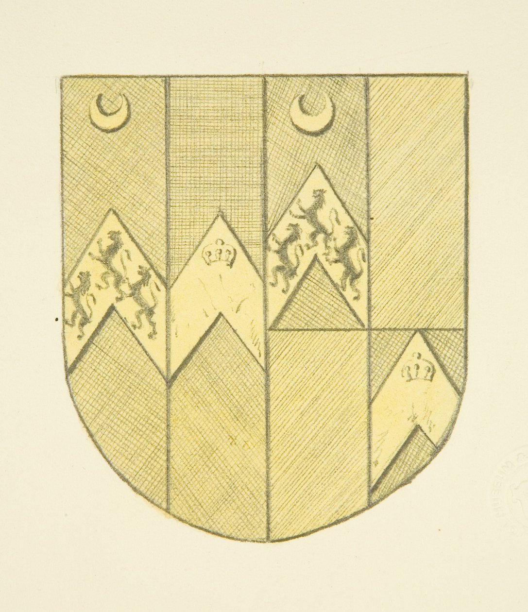 Arms of Brook(e?) on Brass Plate in St Mary Redcliffe by Joseph Manning