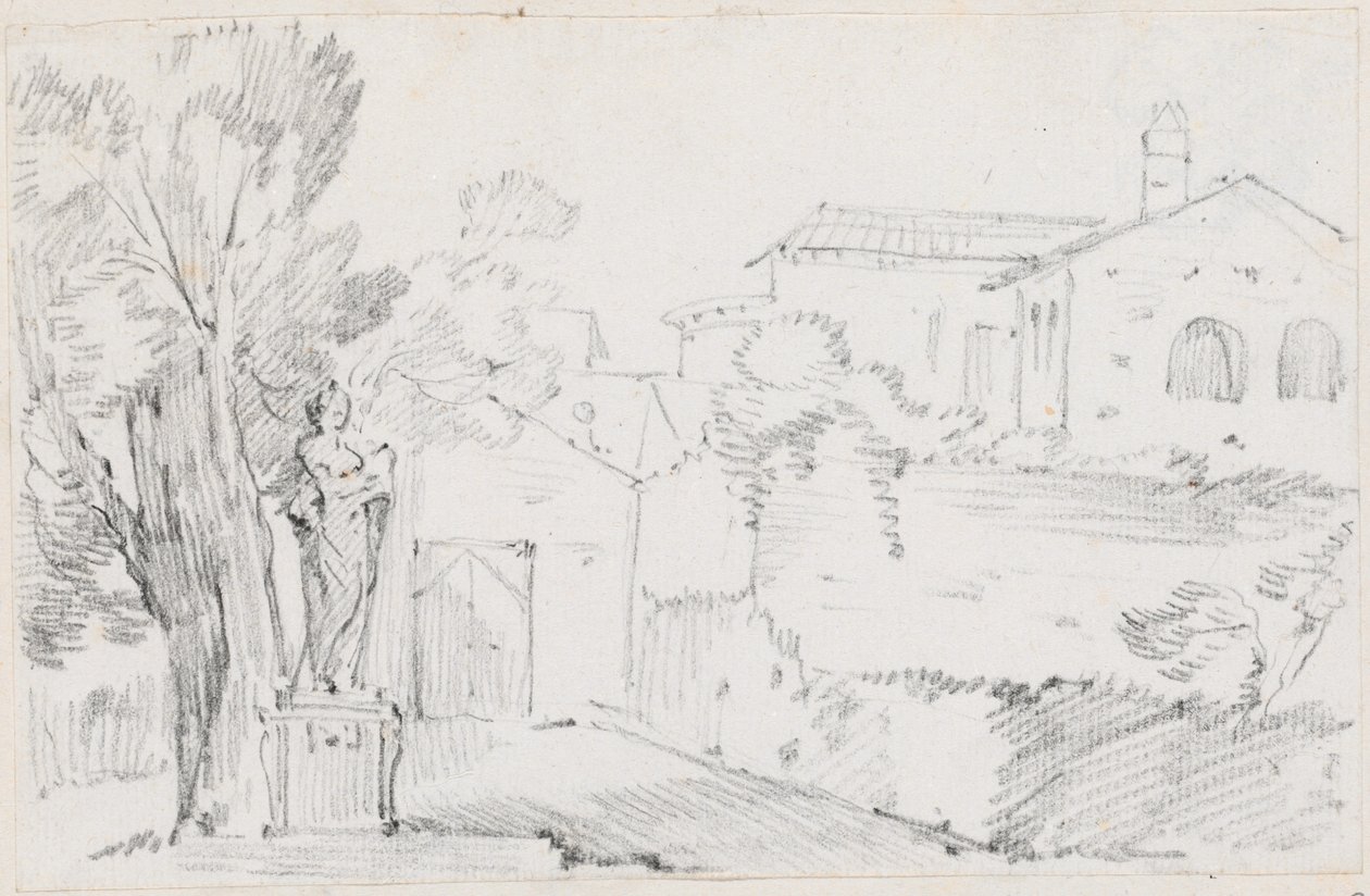Corner of an Italian Garden with a Church Beyond by Joseph-Marie Vien