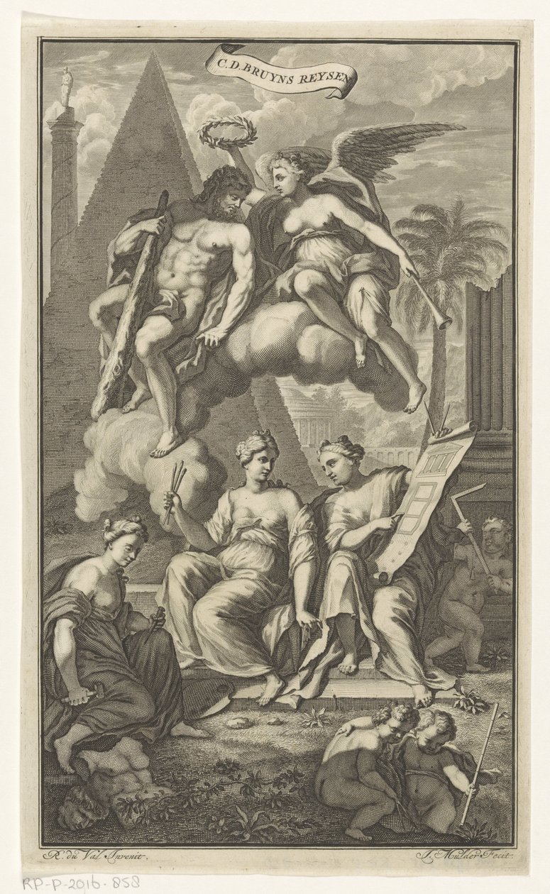 Hercules Crowned by Victoria, Title Page for: Cornelis de Bruyn, Travels, 1698 by Joseph Mulder