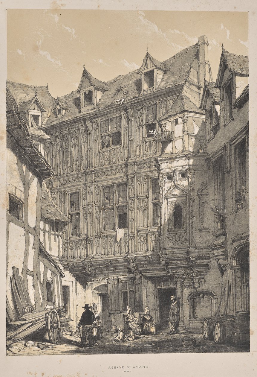 Architecture of the Middle Ages: Abbey St. Amand, Rouen by Joseph Nash