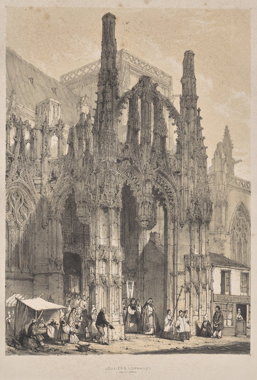 Architecture of the Middle Ages: Louviers, Normandy, South Porch by Joseph Nash