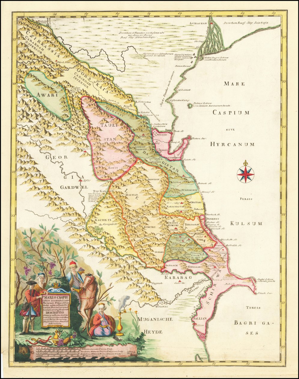 Map of the Western Caspian Sea Region (1728) by Joseph Nicolas Delisle