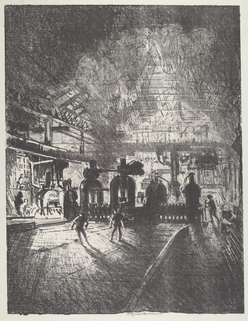 In the Jaws of Death, Rolling Bars for Shells by Joseph Pennell