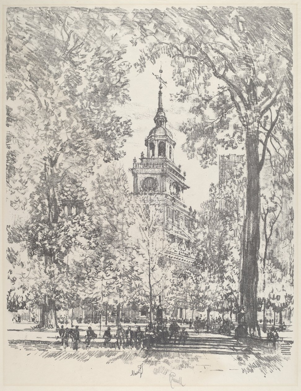 Independence Square and the State House, 1912 by Joseph Pennell