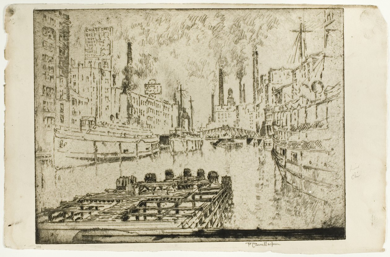 Lake Steamers, Chicago by Joseph Pennell