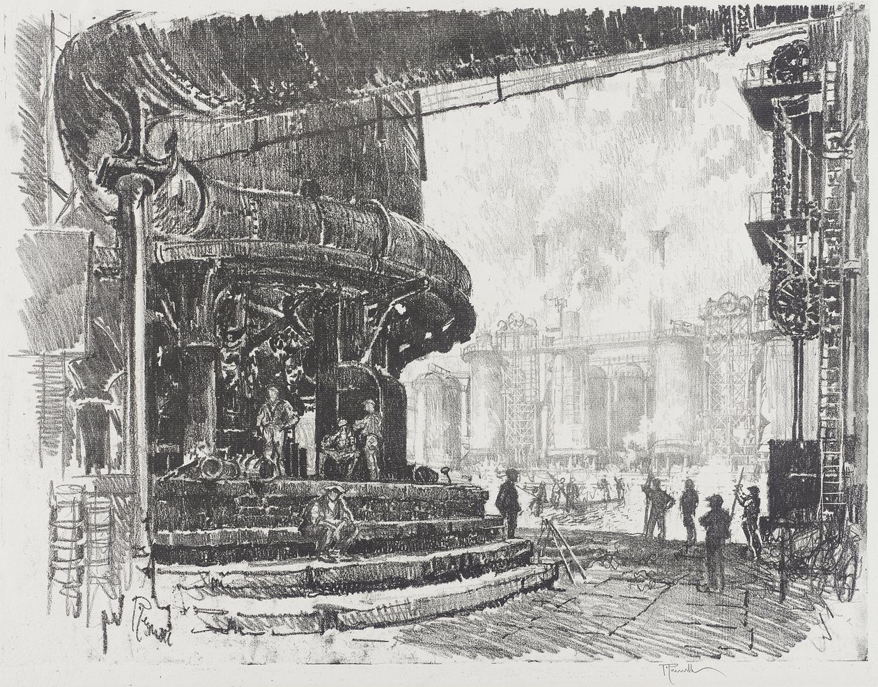 Making Pig Iron: The Base of the Blast Furnaces by Joseph Pennell