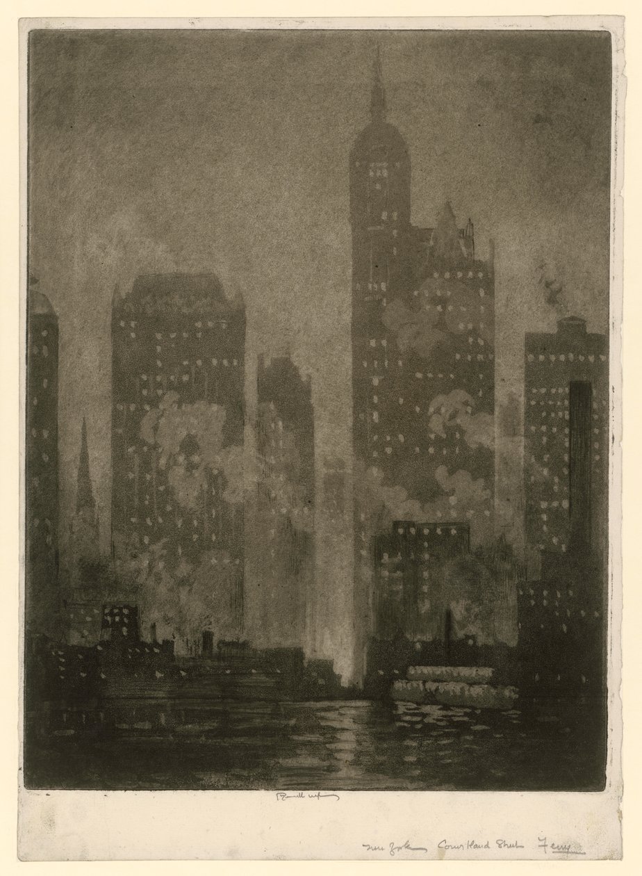 New York. Courtland Street Ferry by Joseph Pennell