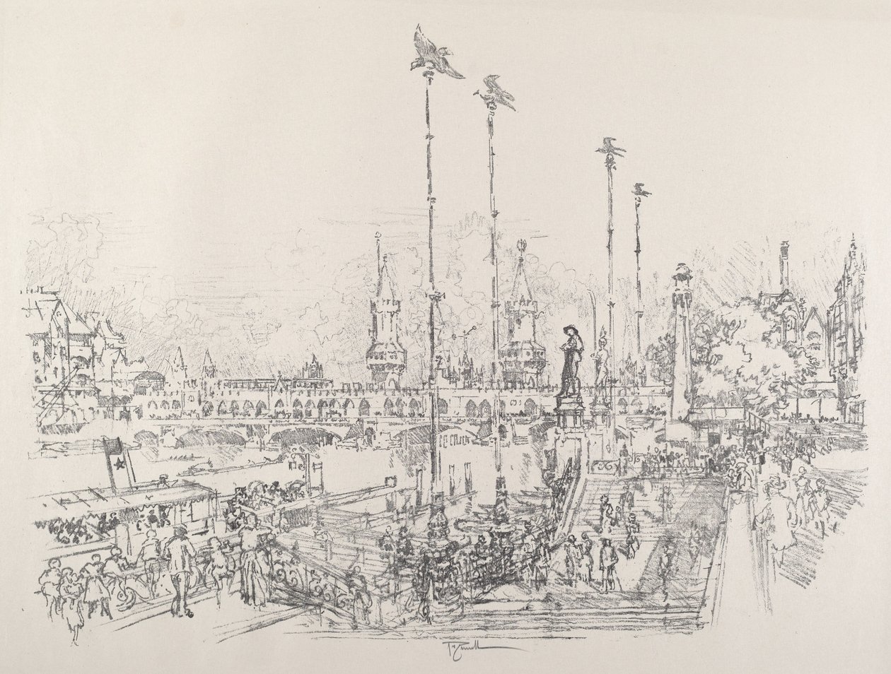Oberbaum Bridge, Berlin by Joseph Pennell
