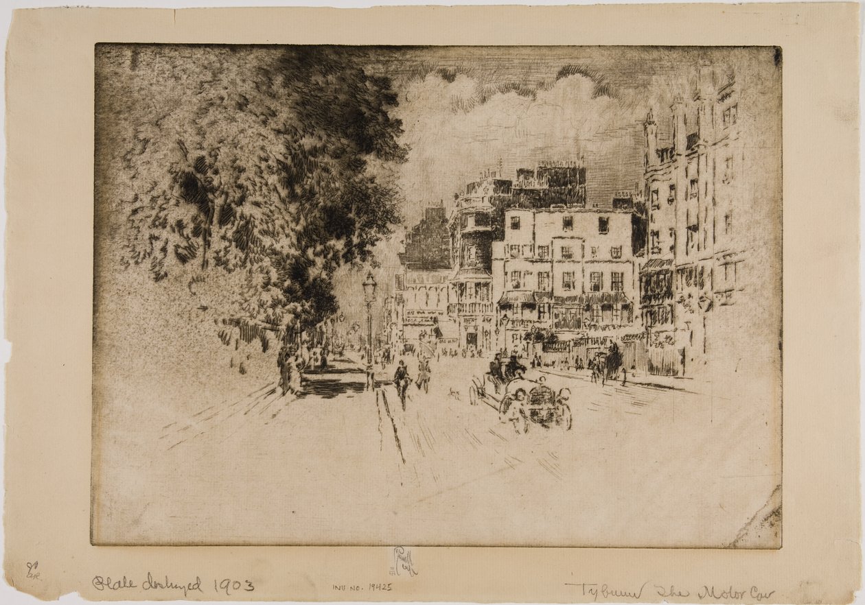 Tyburn, The Motor Car by Joseph Pennell