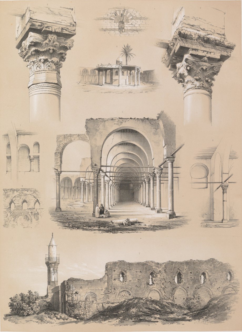 Details, Mosque of Amr, Cairo, 1843 by Joseph Philibert Girault De Prangey
