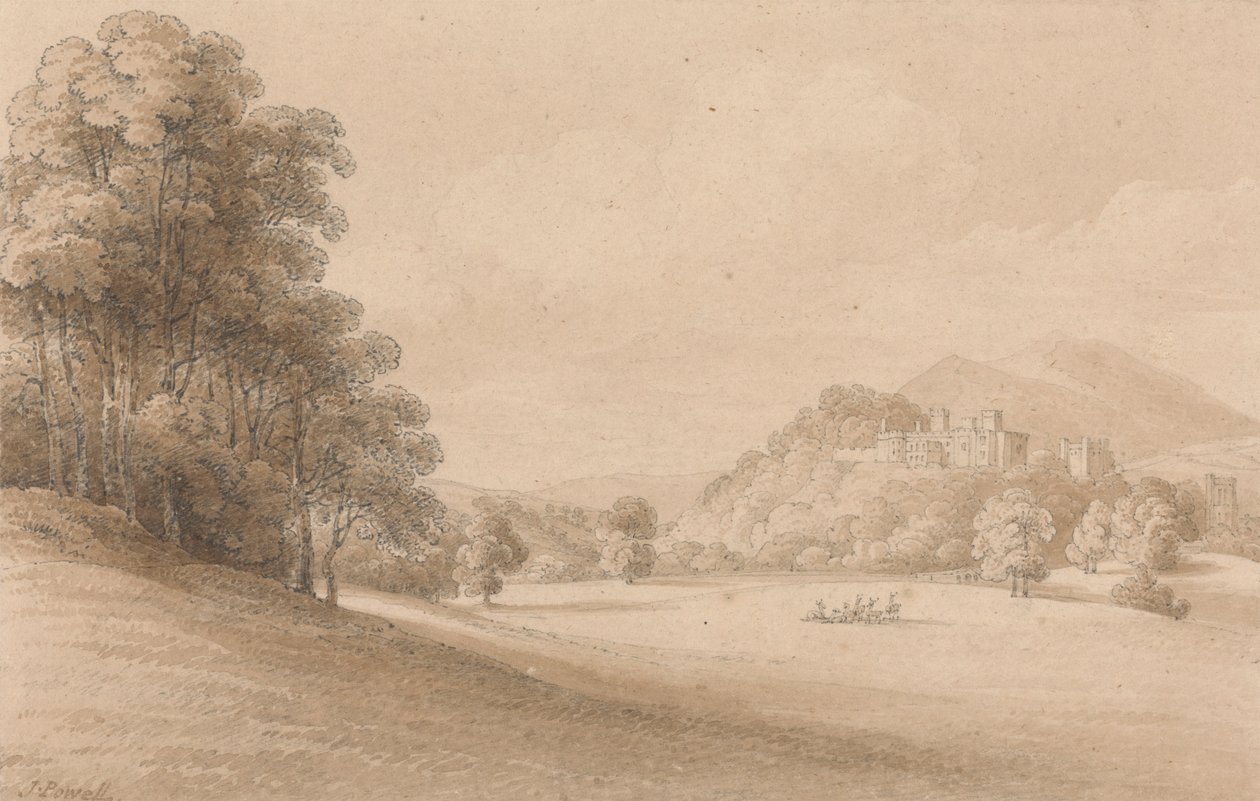 Dunster Castle, Somerset: Showing Castle in Distance by Joseph Powell