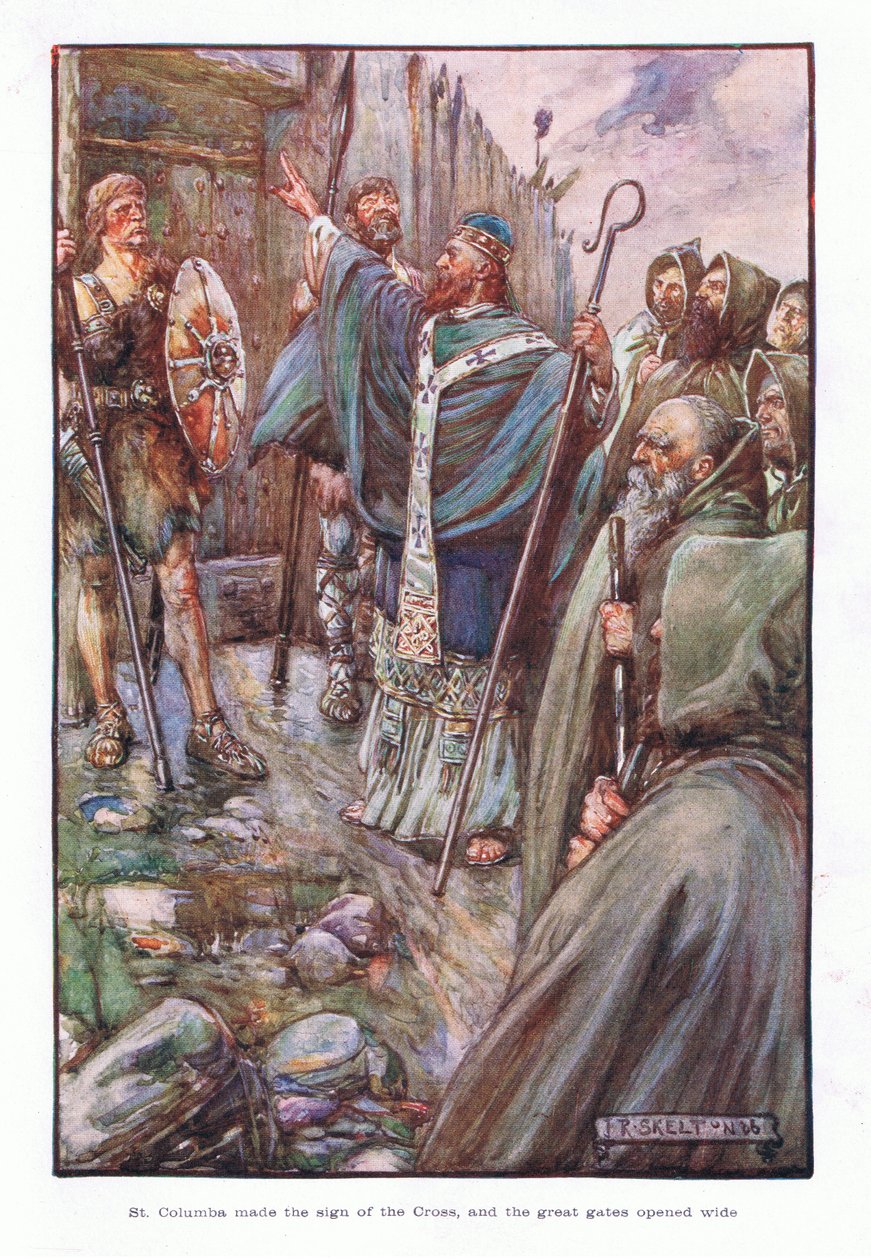 St Columba made the sign of the cross, and the great gates opened wide