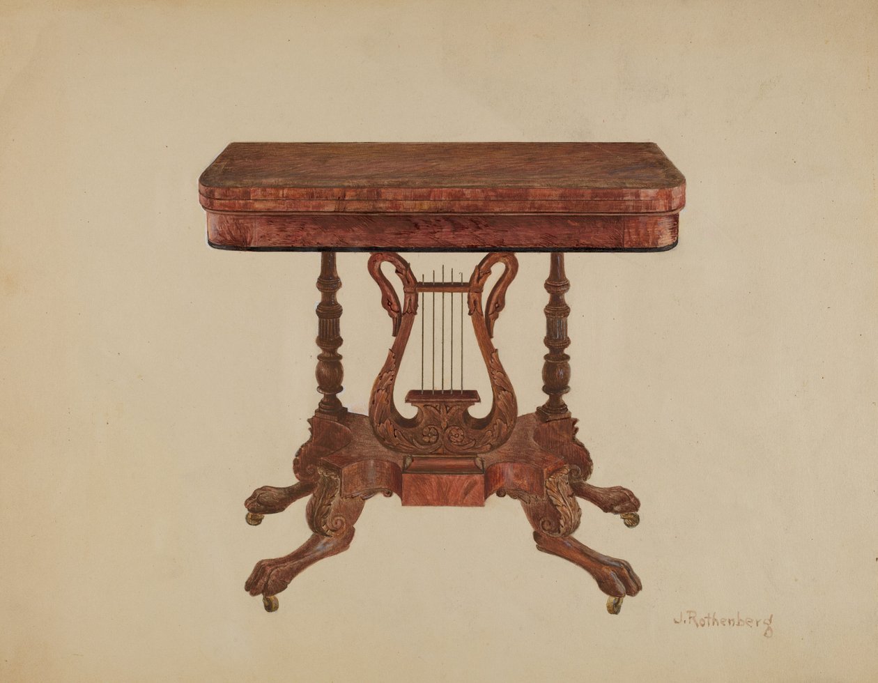 Table Lyre Pedestal, 1936 by Joseph Rothenberg