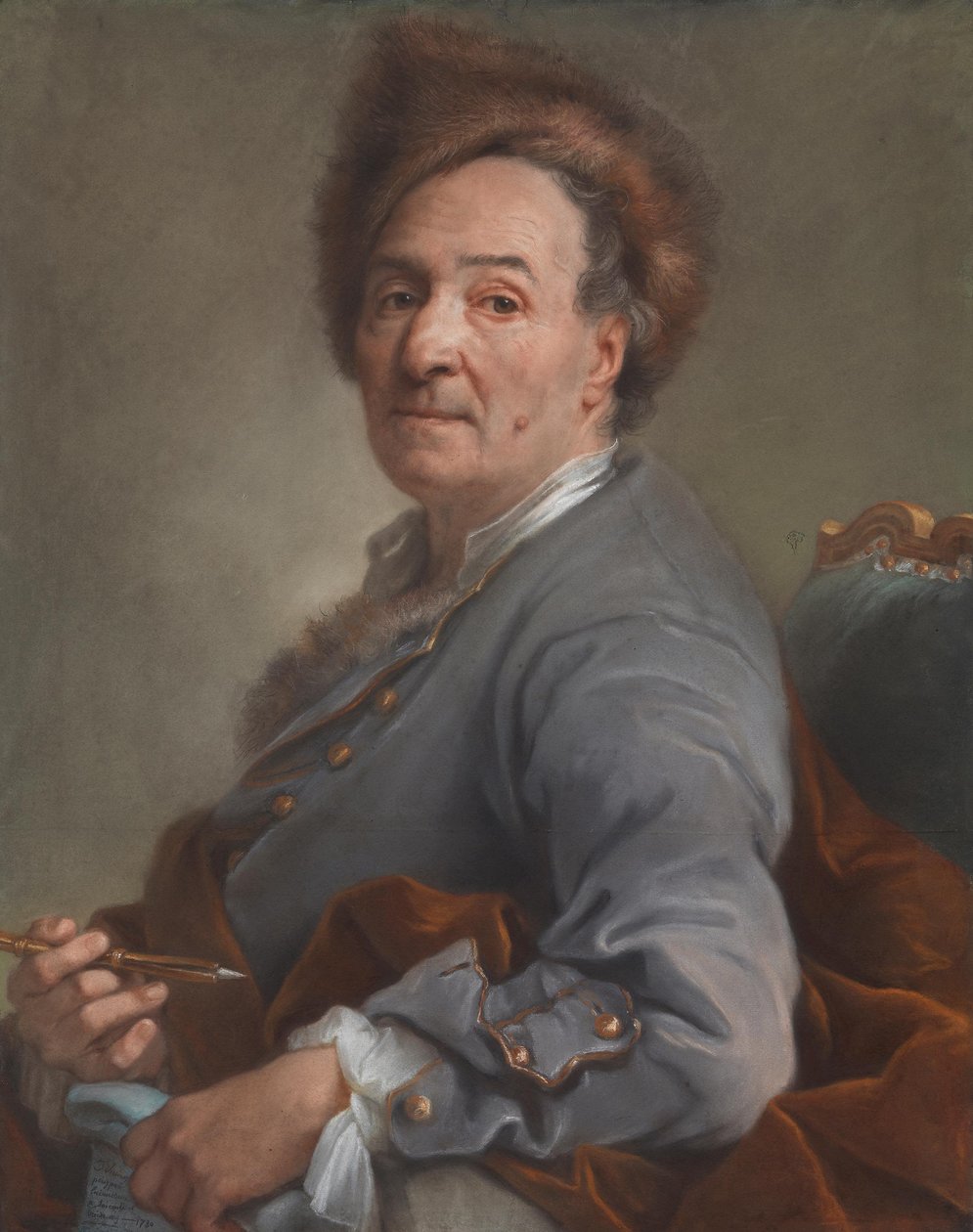 Self-Portrait with Fur Cap by Joseph Vivien