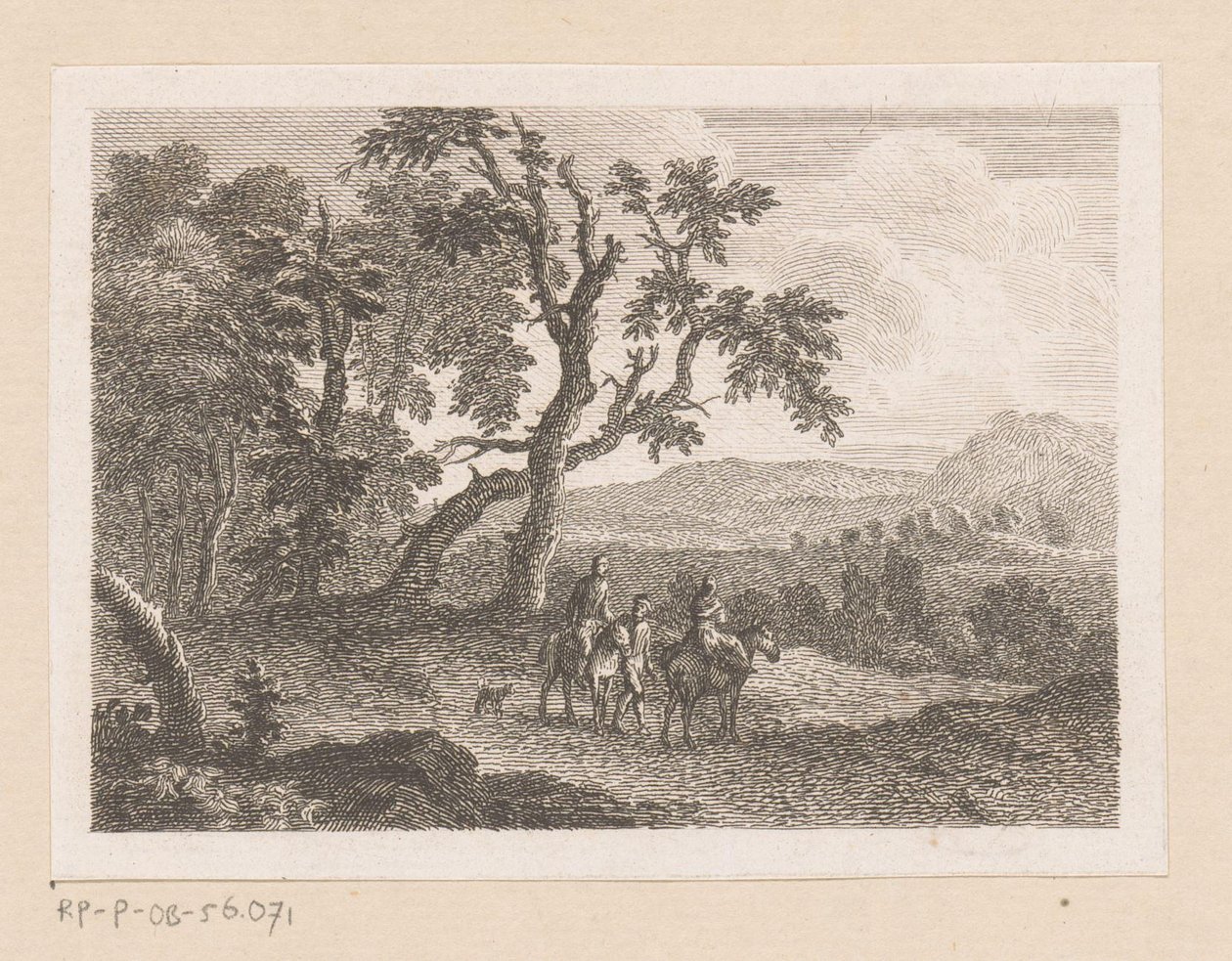 Landscape with Two Riders and a Man on Foot by Joseph Wagner (possibly)