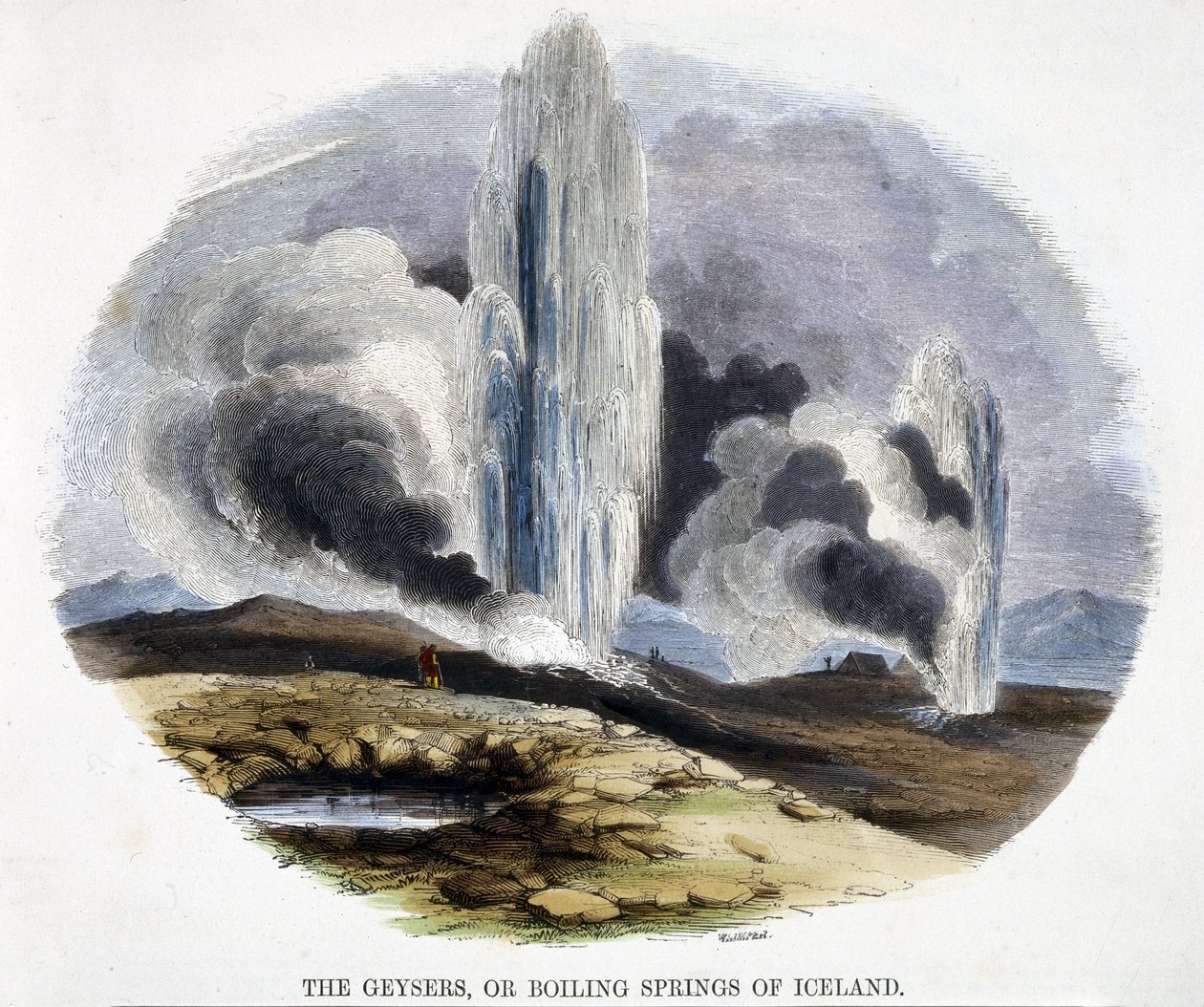 The Geysers, or Boiling Springs of Iceland, from Phenomena of Nature by Josiah Wood Whymper