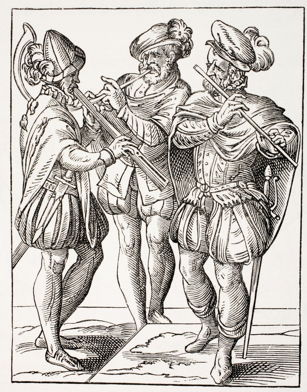 German musicians playing variations of the flute, from 