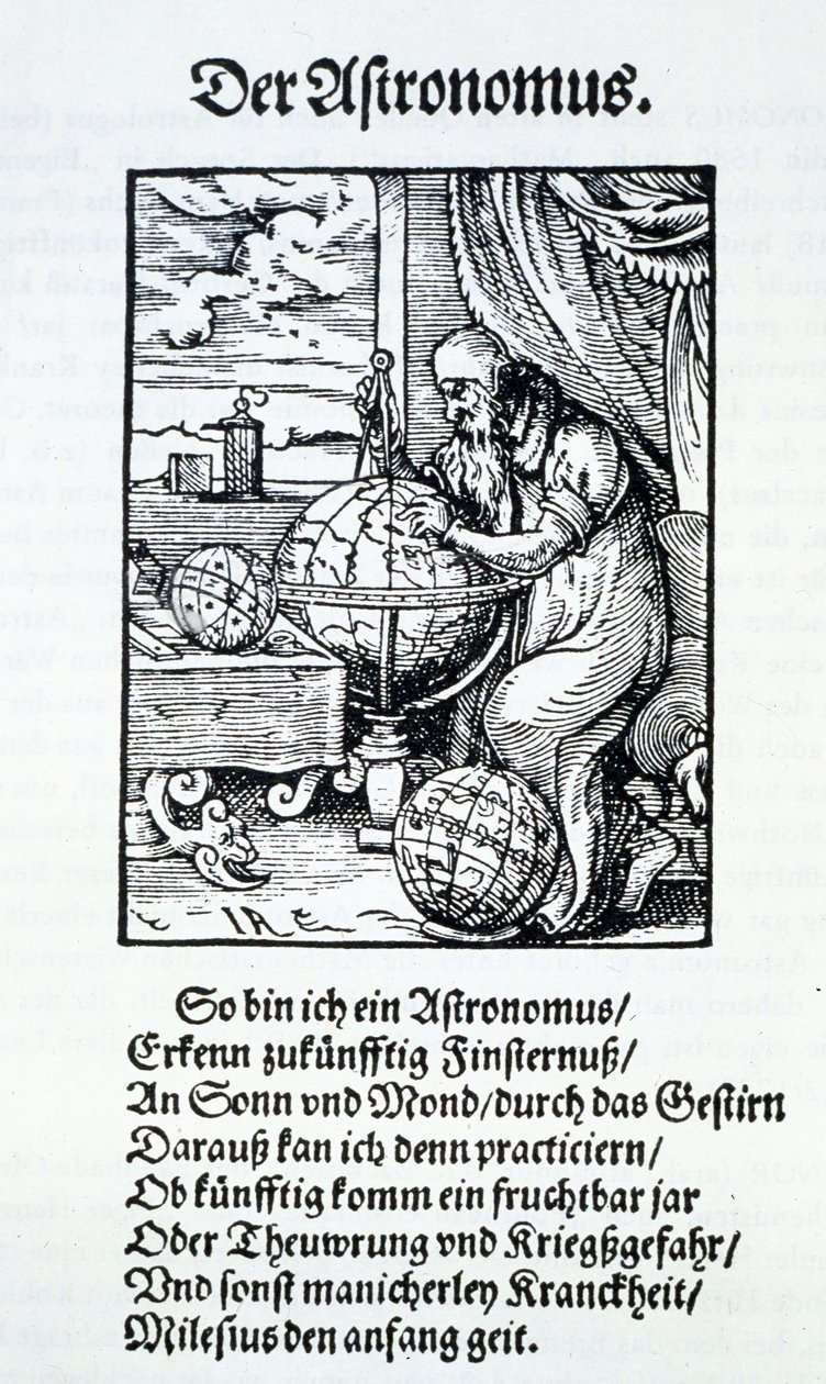 An Astronomer with a Verse by Hans Sachs, pub. Frankfurt 1568 by Jost Amman