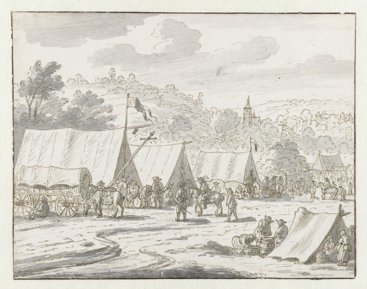View of an Encampment of the Army of William III near Lembeek, Flemish Brabant by Josua de Grave