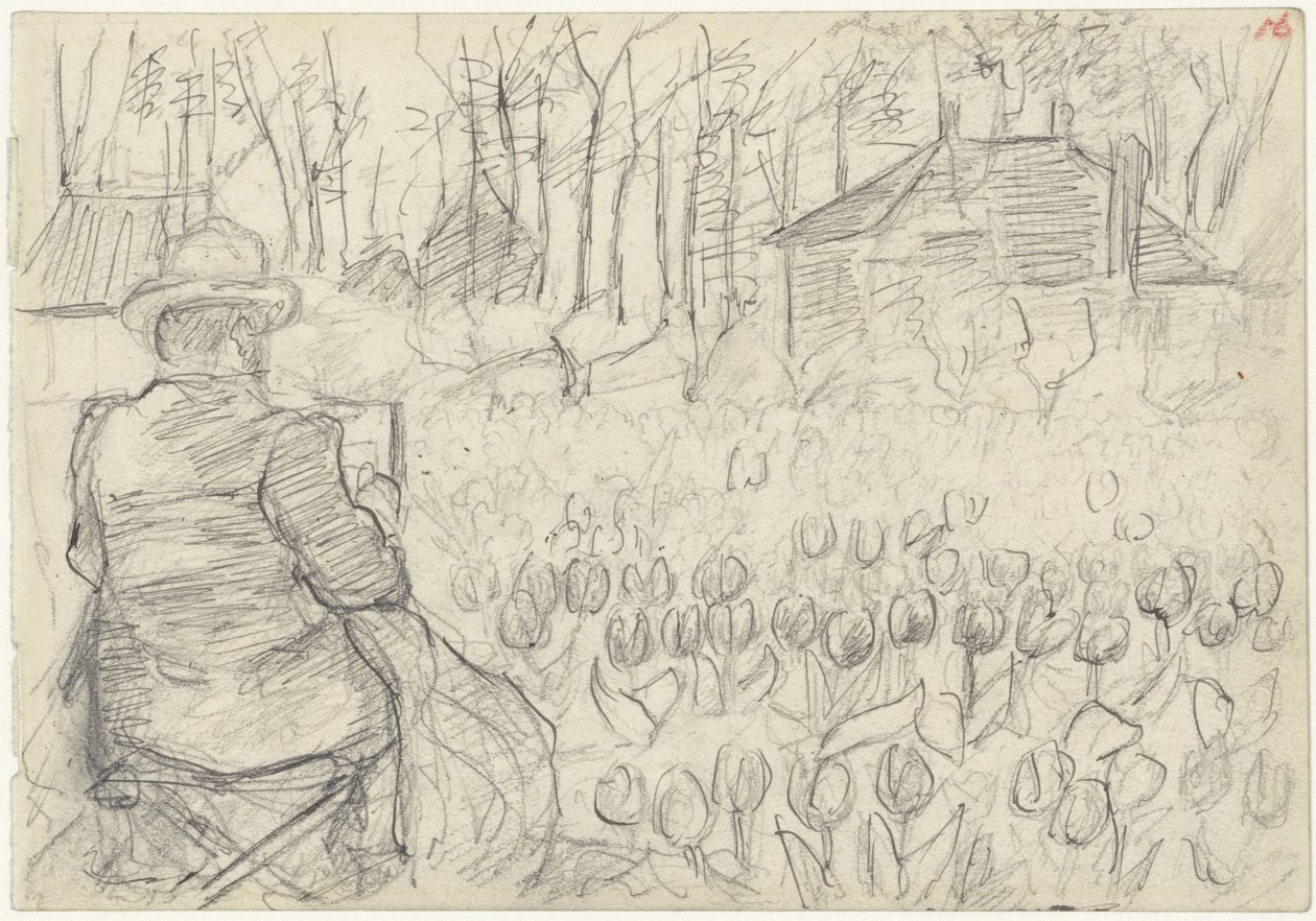 Painter in a Tulip Field by Jozef Israëls