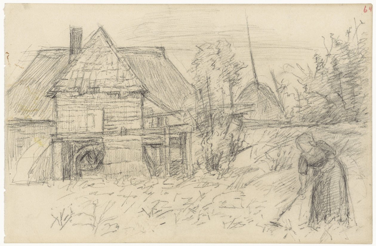 Watermill with Raking Woman by Jozef Israëls