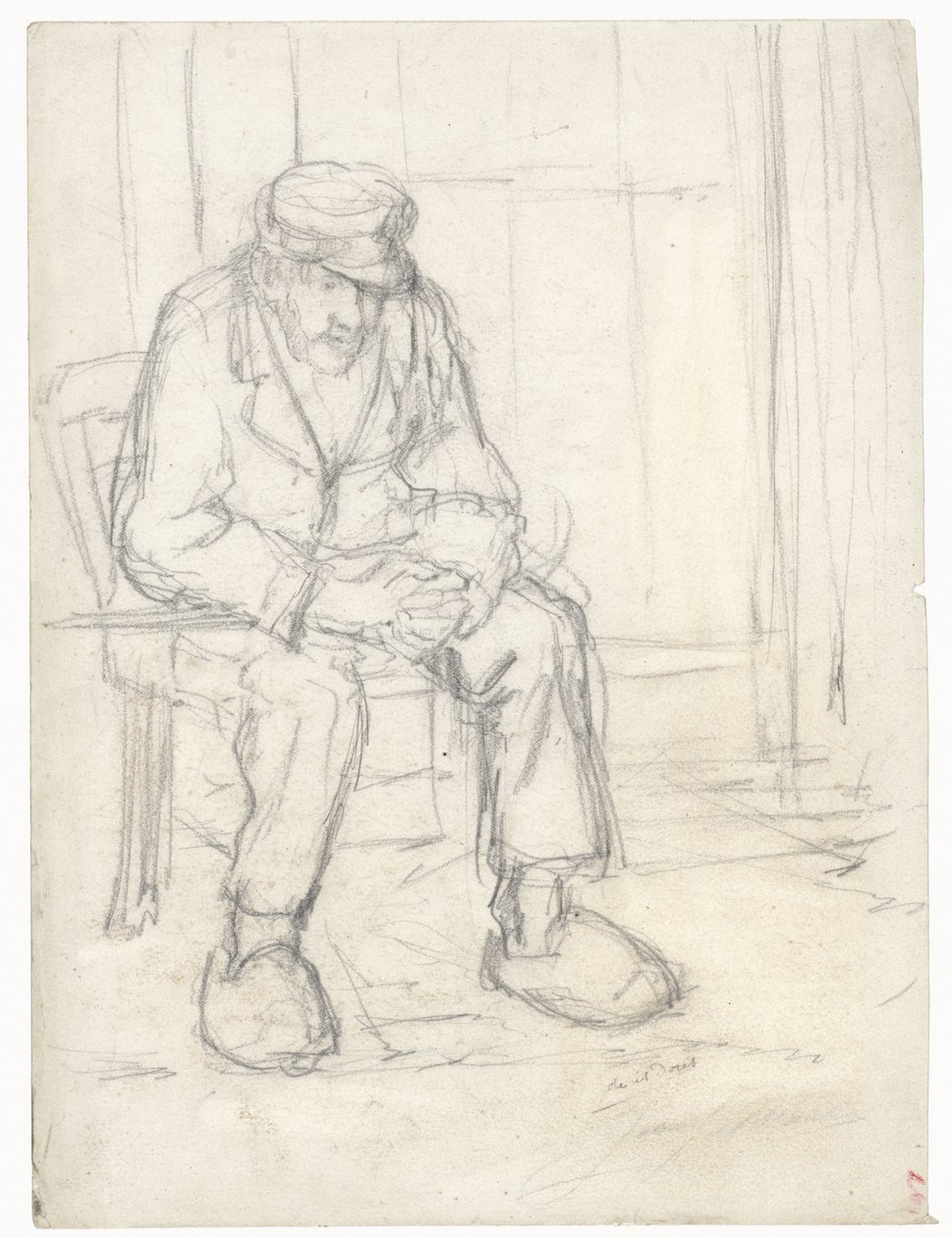 Sitting Old Farmer by Jozef Israëls