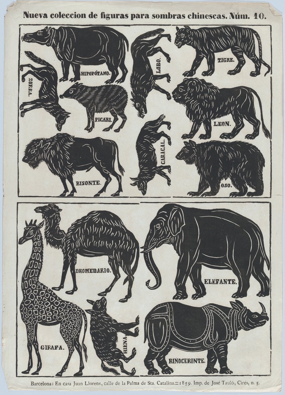 Sheet 10 of figures for Chinese shadow puppets by Juan Llorens