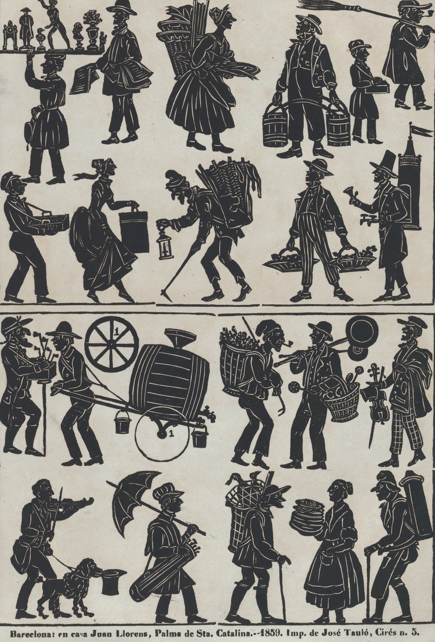 Sheet 3 of Figures for Chinese Shadow Puppets, 1859 by Juan Llorens