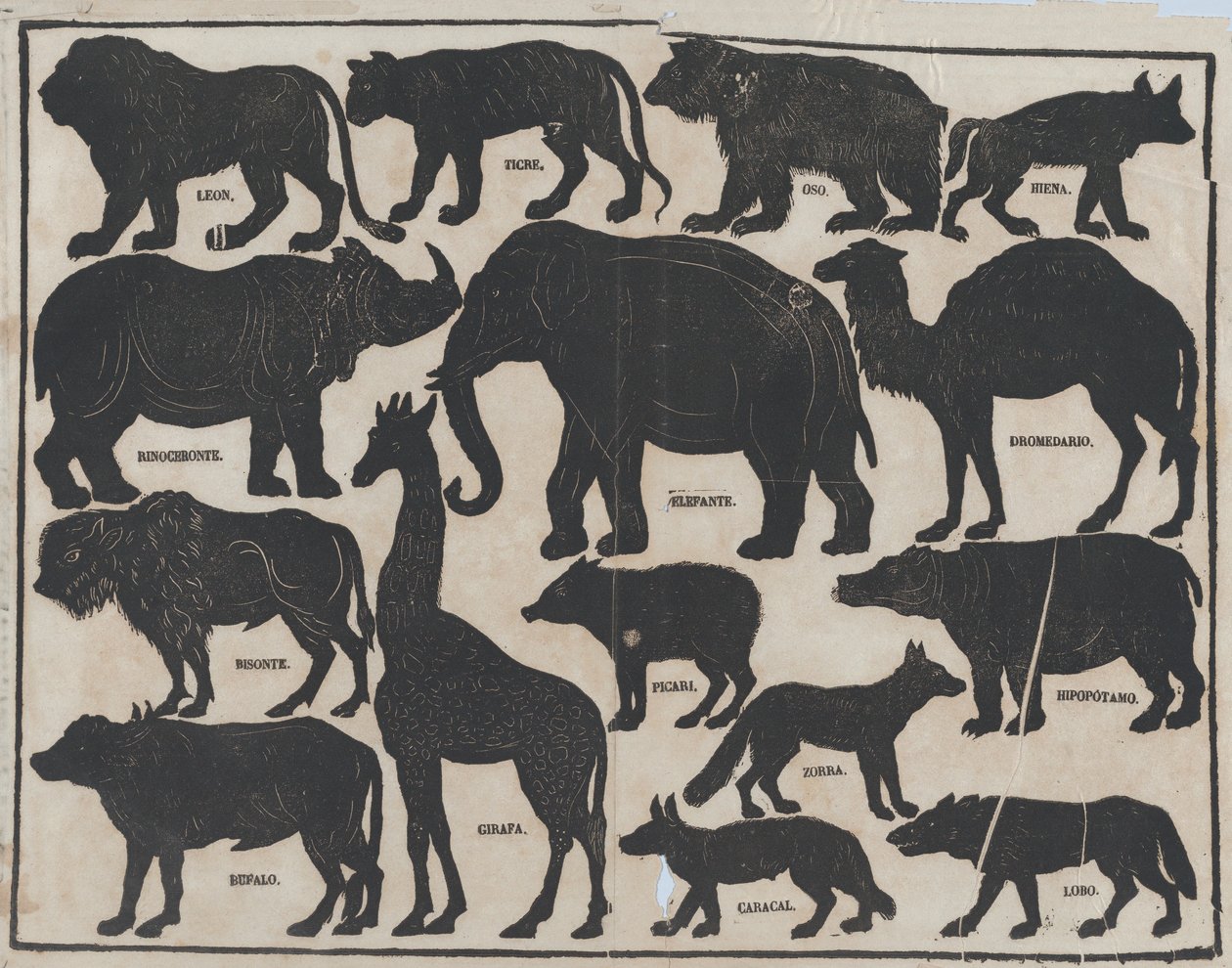 Sheet 5 of figures for Chinese shadow puppets, ca. 1850-70 by Juan Llorens
