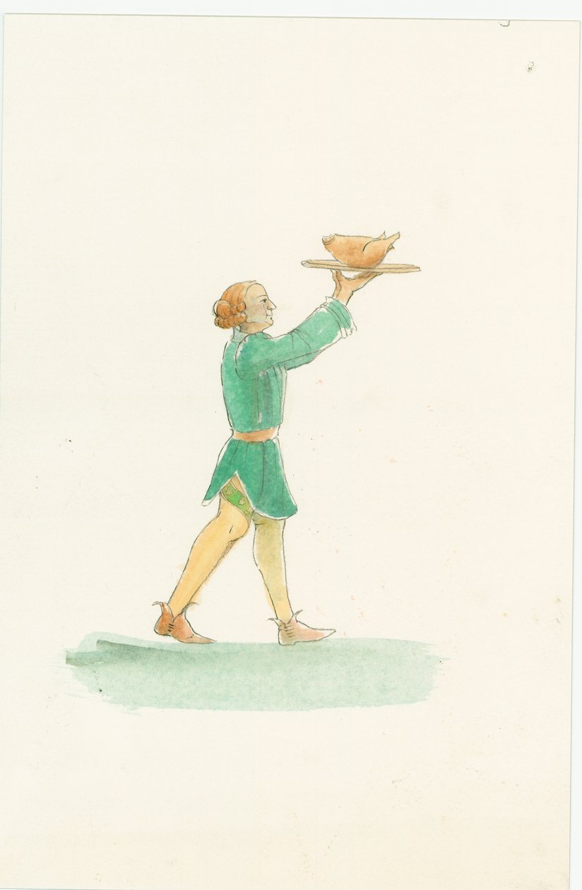 A Medieval Waiter, Carrying a Platter of Food, 2004 by Judith Dobie