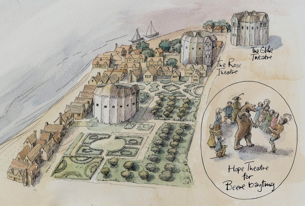 Hope Theatre, Rose Theatre and Globe Theatre, Southwark, London, c1647 2016 by Judith Dobie