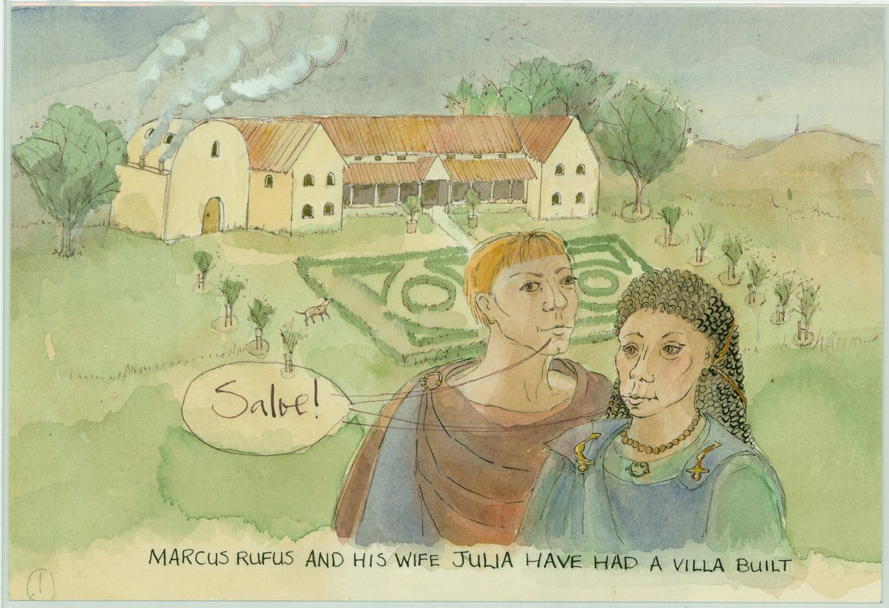 Marcus and Julia, with their newly built villa, 2003 by Judith Dobie