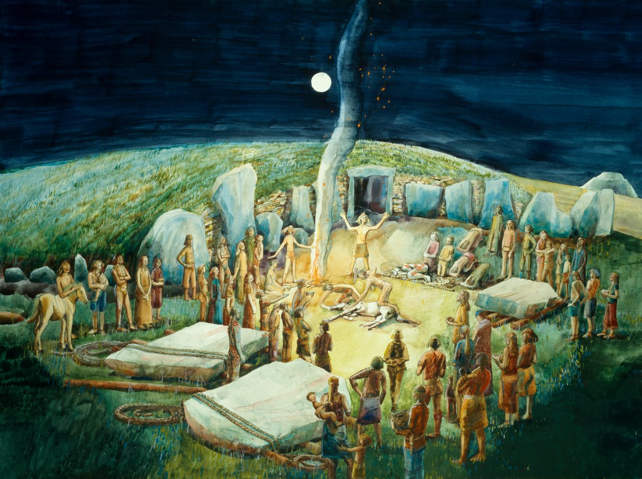 West Kennet Long Barrow, Neolithic Reconstruction by Judith Dobie