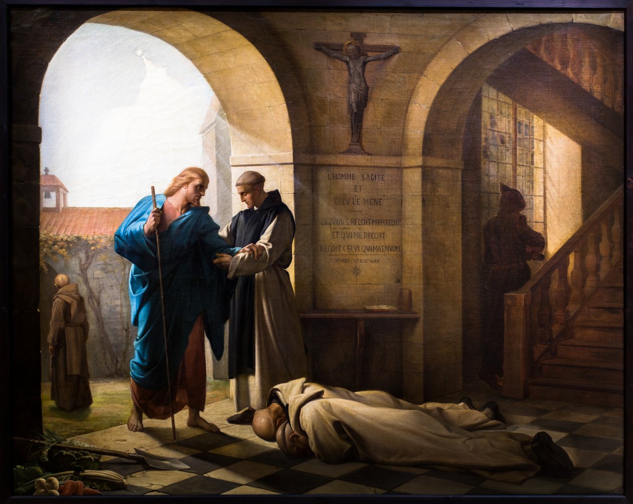 Reception of a Stranger Among the Trappists by Jules-Joseph Dauban