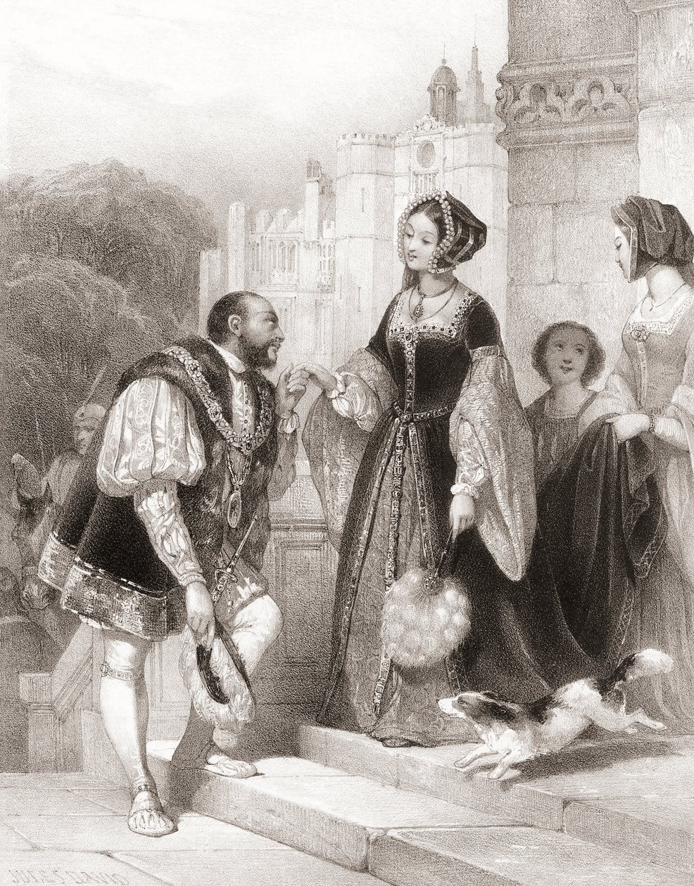 King Henry VIII of England with Anne Boleyn by Jules (after) David