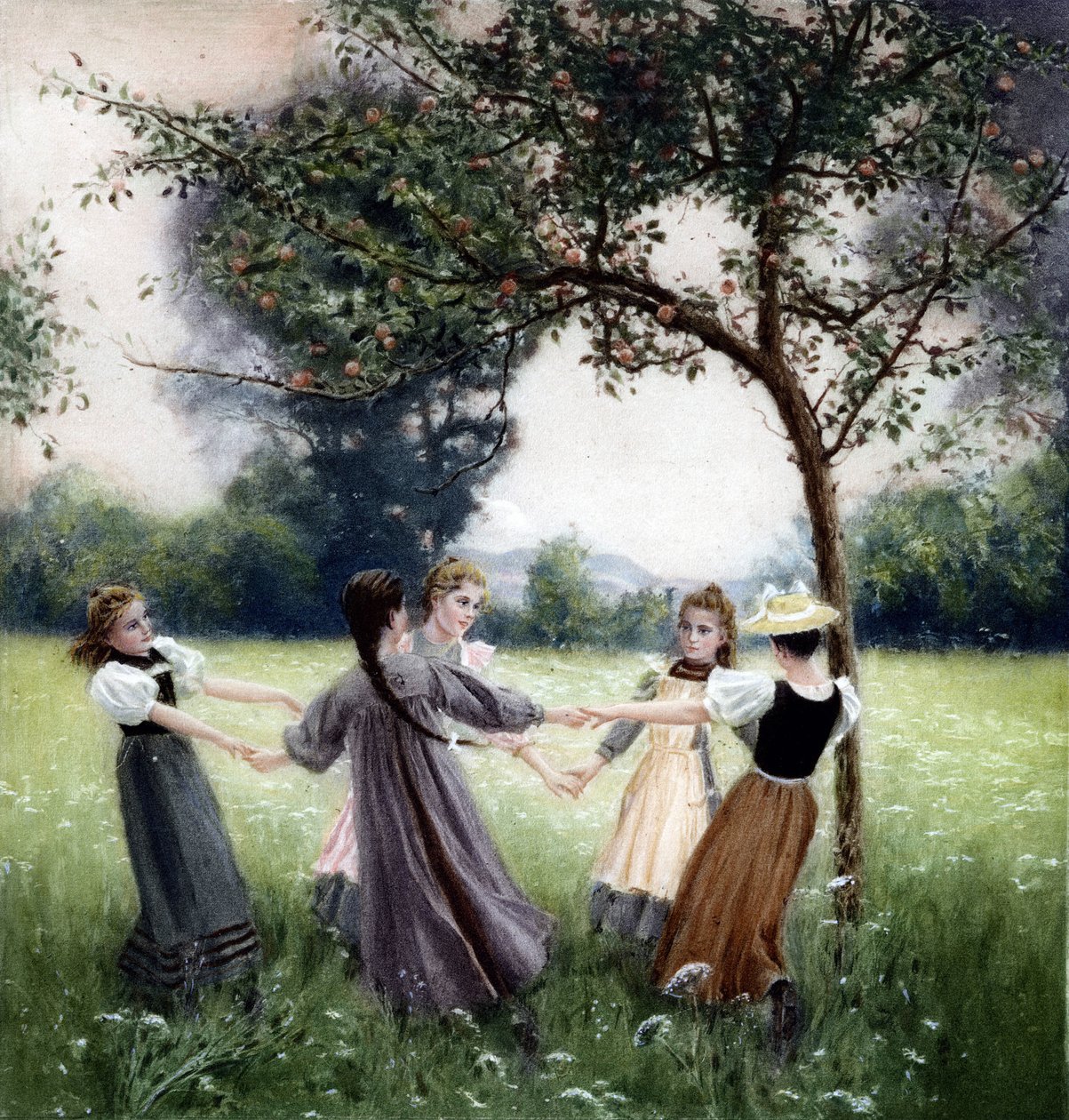 Girotondo (the round). Painting by J.-A. Meunier by Jules Alexis (after) Meunier