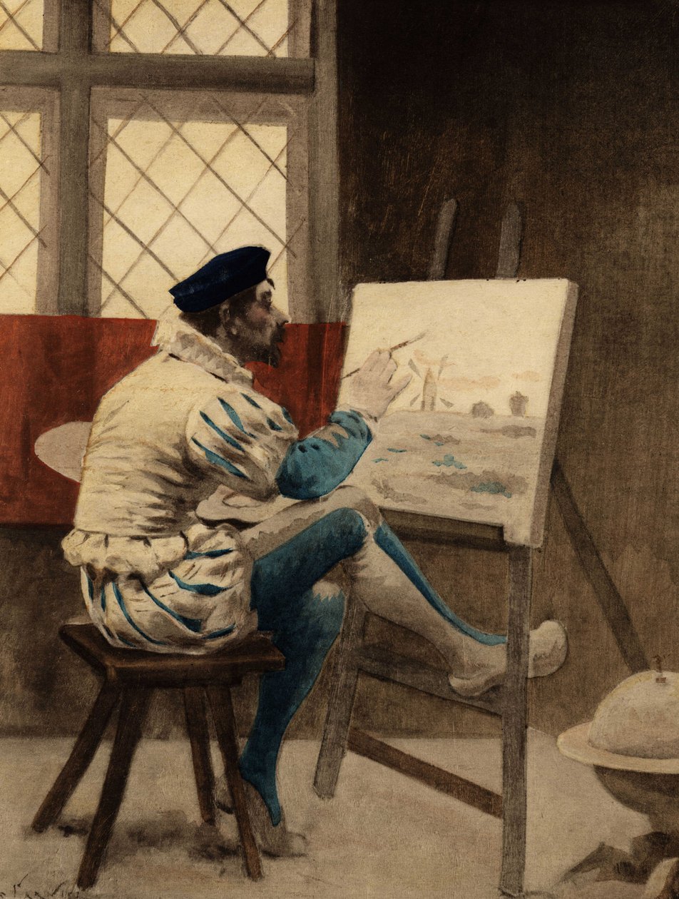 Man Sitting in Front of His Canvas by Jules Arsene Garnier