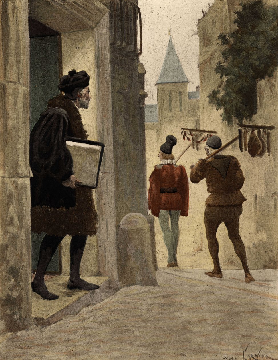 Master Janotus of Bragmardo Leaving the Parisian Home of Gargantua by Jules Arsene Garnier