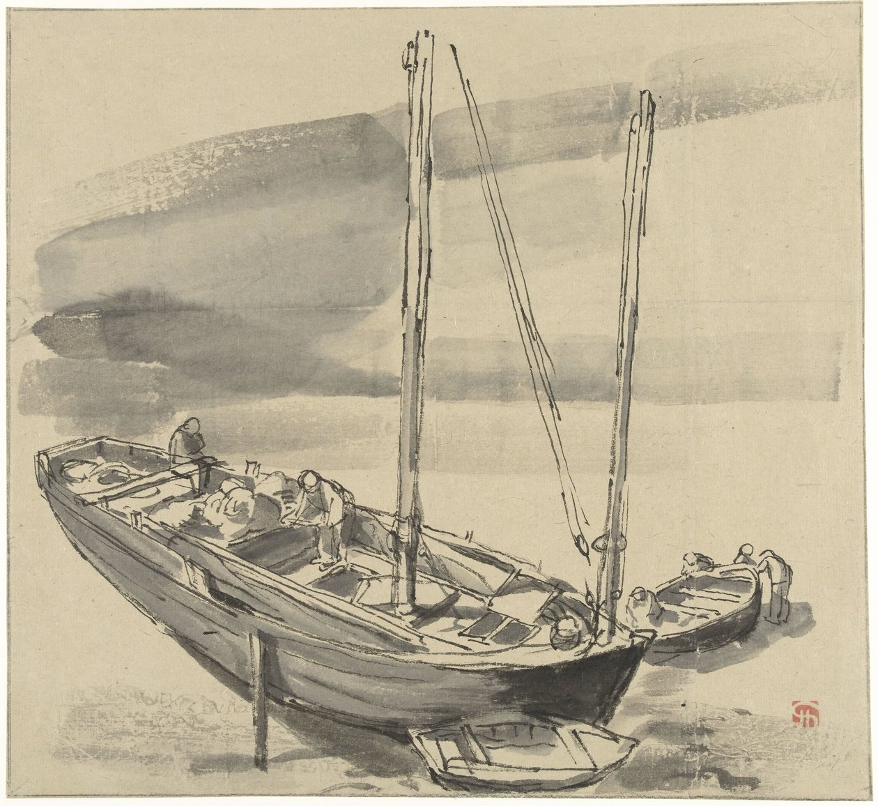 Boats at Grancamp (Calvados) by Jules Chadel