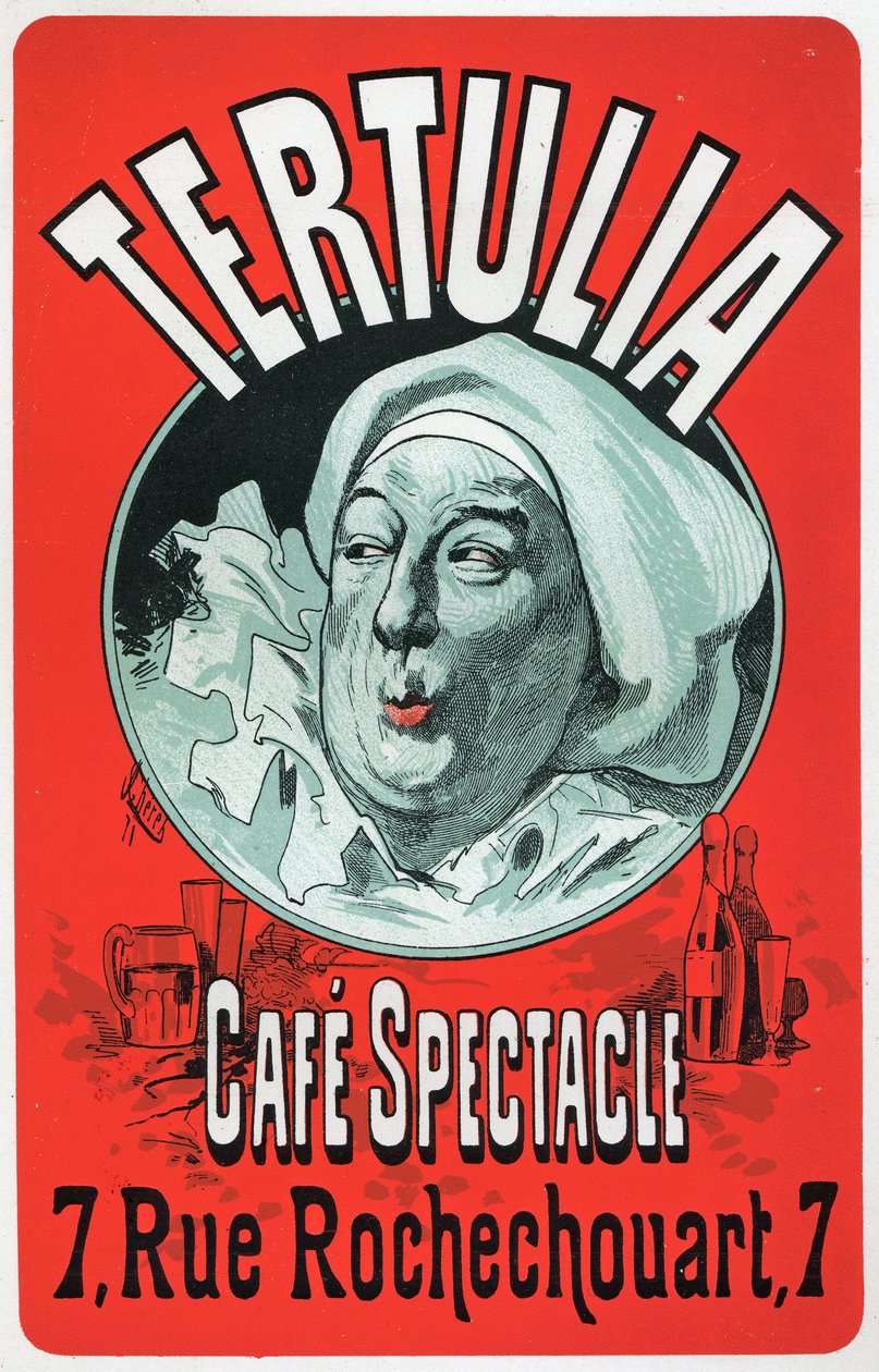 Art. Entertainment. Tertulia, show at the Cafe Spectacle, Paris. Poster by Jules Cheret by Jules Cheret