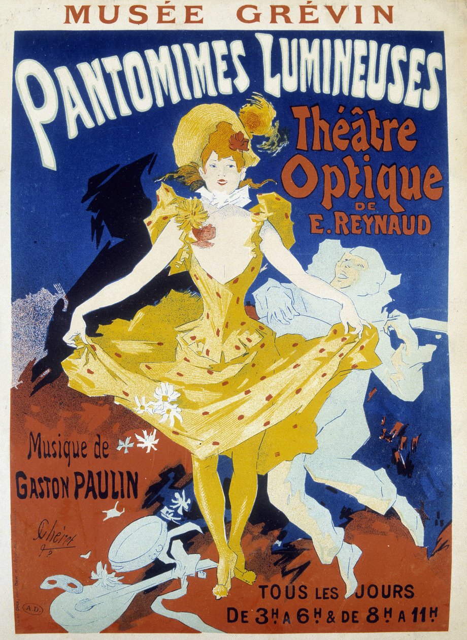 Dancer and Musician - Poster for the Luminous Pantomimes of Reynaud and Paulin at the Grévin Museum by Jules Cheret