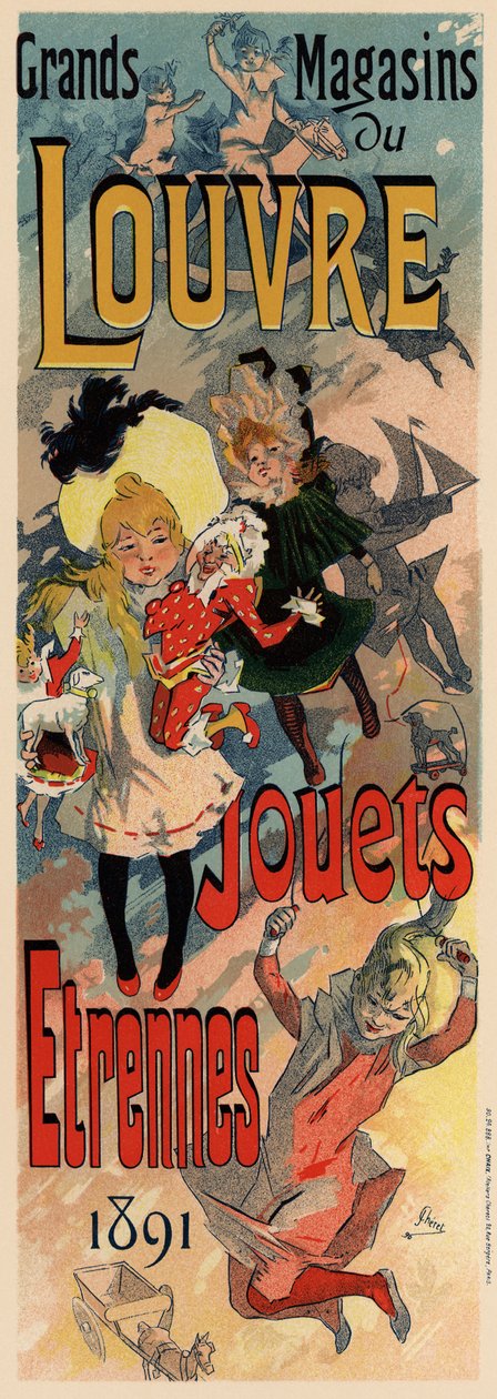 Magasins du Louvre Poster, 1890 by Jules Cheret