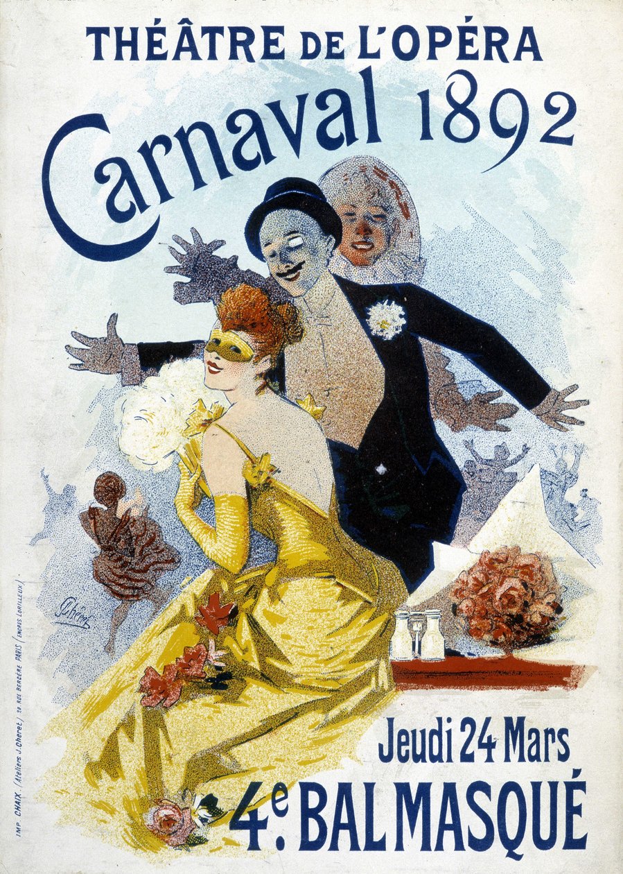 Poster of Cherret for the carnival of 1892 at the opera theatre by Jules Cheret