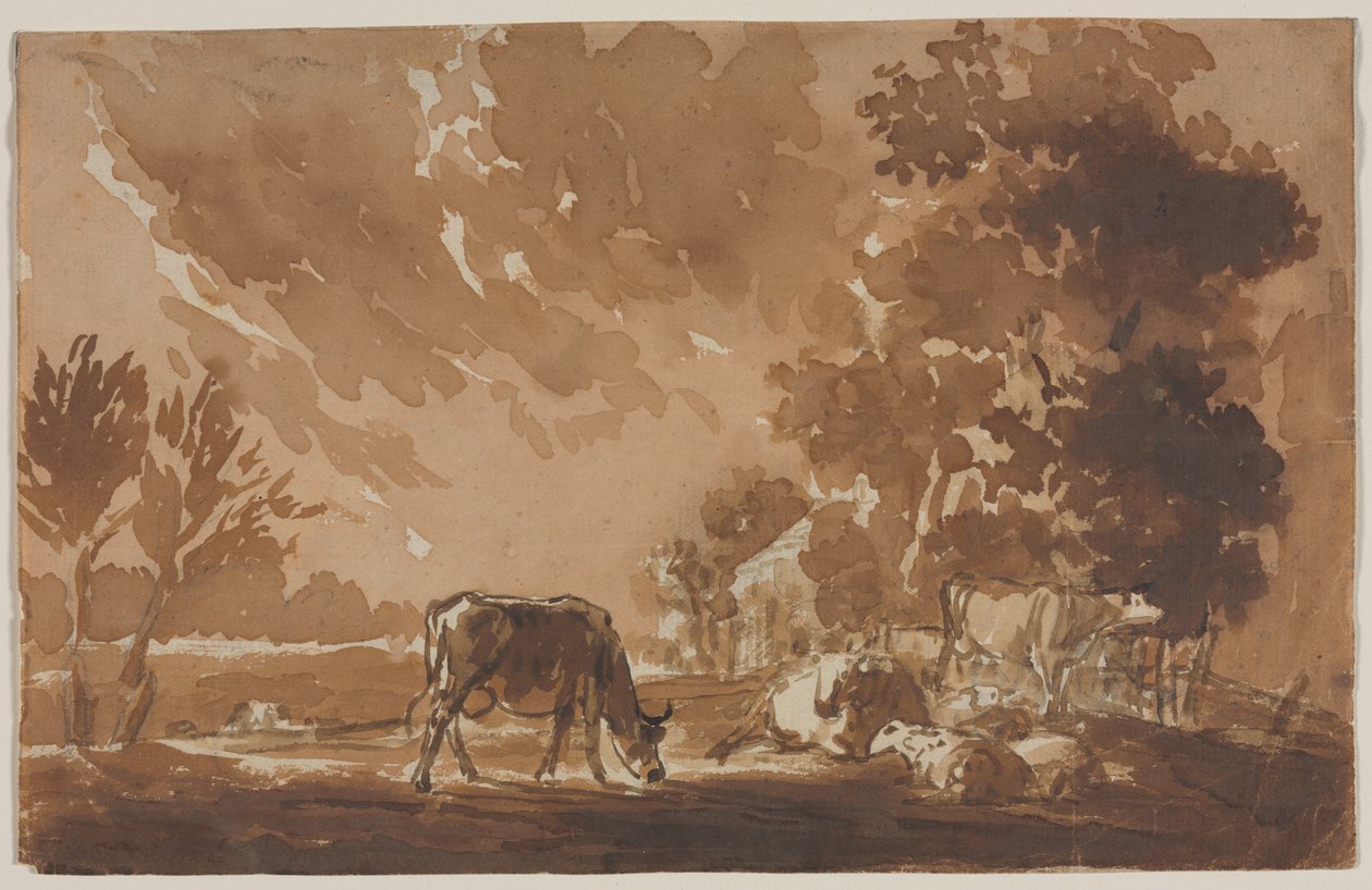 Landscape with Cattle (recto) by Jules Dupré