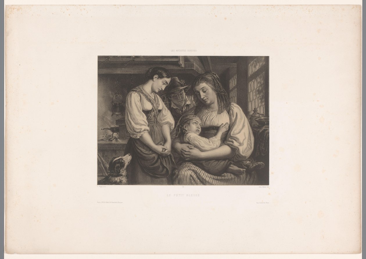 Mother with Injured Child in Lap (title on object: The Little Wounded) by Jules Hébert